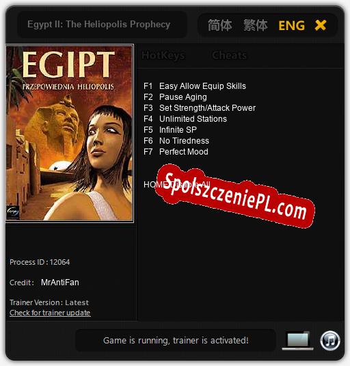 Egypt II: The Heliopolis Prophecy: Trainer +7 [v1.8]