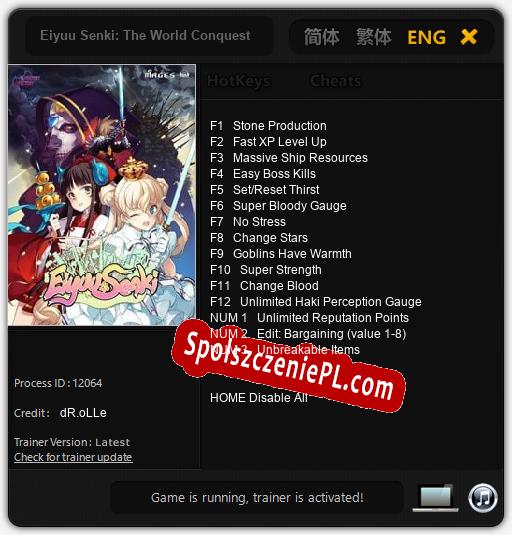 Treinador liberado para Eiyuu Senki: The World Conquest [v1.0.5]