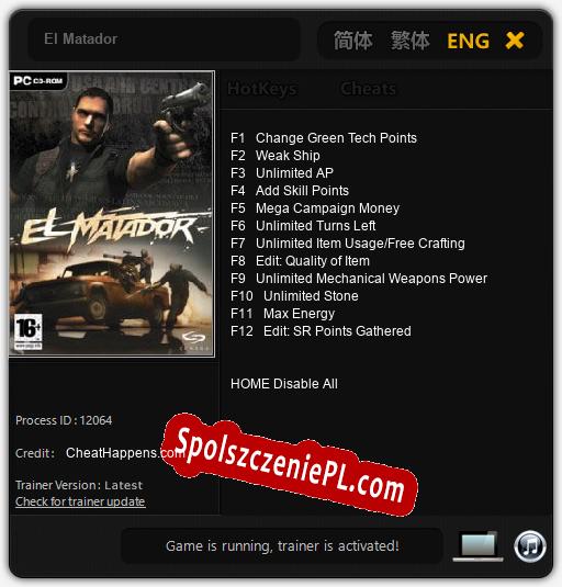 El Matador: Trainer +12 [v1.2]