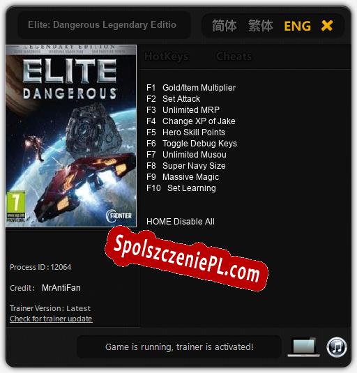 Treinador liberado para Elite: Dangerous Legendary Edition [v1.0.8]