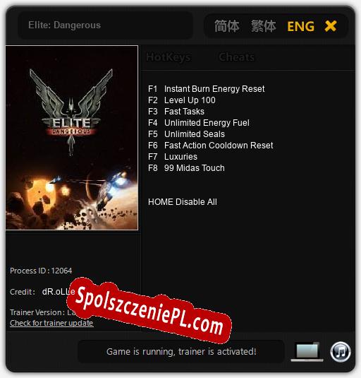 Treinador liberado para Elite: Dangerous [v1.0.7]