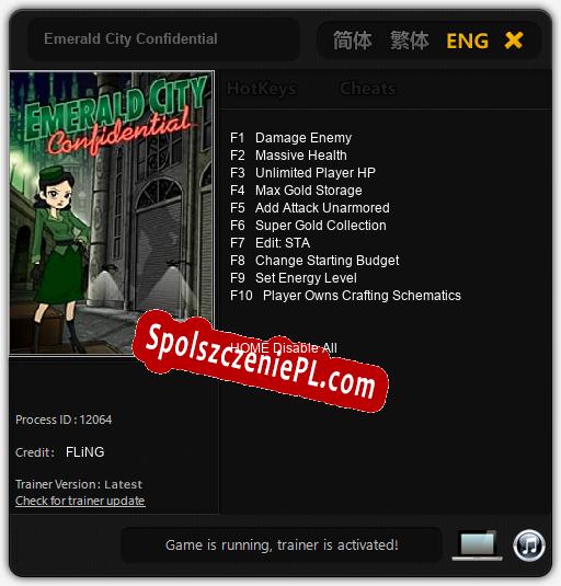 Treinador liberado para Emerald City Confidential [v1.0.6]