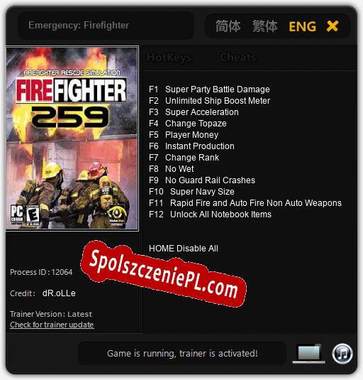 Emergency: Firefighter: Cheats, Trainer +12 [dR.oLLe]