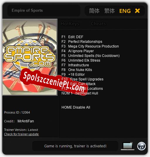 Empire of Sports: Cheats, Trainer +13 [MrAntiFan]