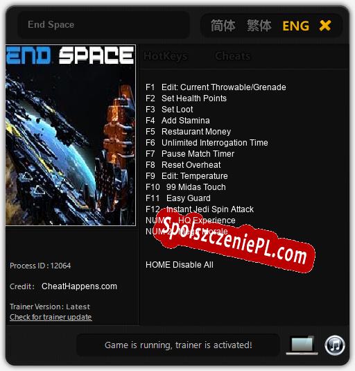 End Space: Cheats, Trainer +14 [CheatHappens.com]