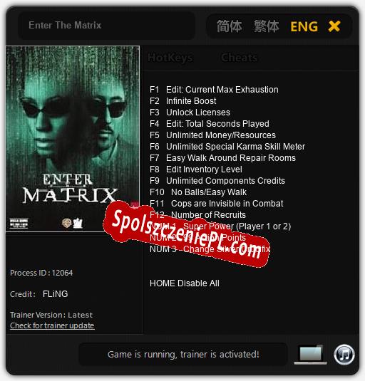 Enter The Matrix: Cheats, Trainer +15 [FLiNG]