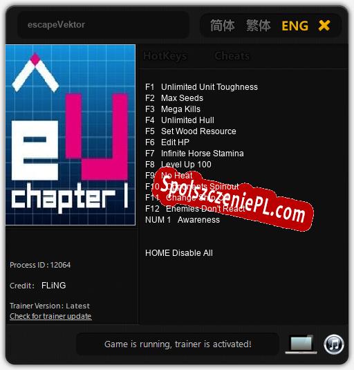 escapeVektor: Cheats, Trainer +13 [FLiNG]