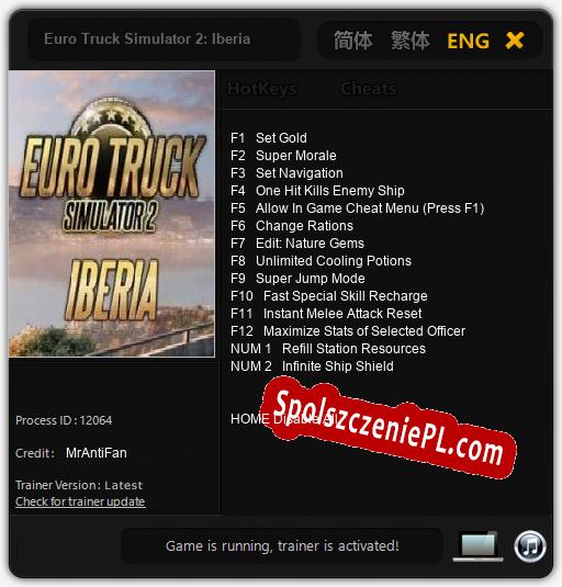 Euro Truck Simulator 2: Iberia: Trainer +14 [v1.5]