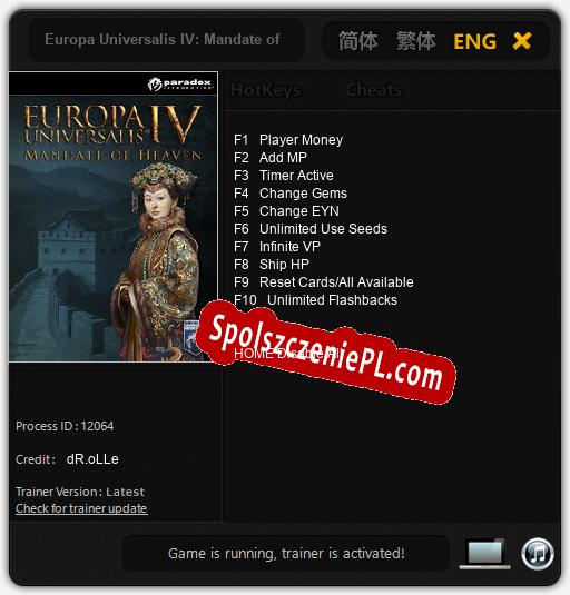 Europa Universalis IV: Mandate of Heaven: Trainer +10 [v1.1]