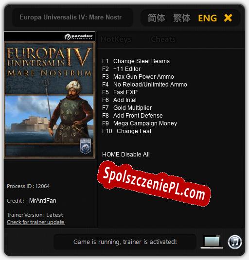 Europa Universalis IV: Mare Nostrum: Treinador (V1.0.45)