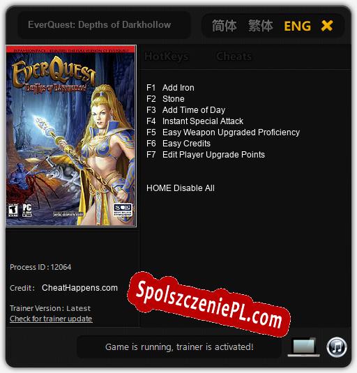 Treinador liberado para EverQuest: Depths of Darkhollow [v1.0.9]