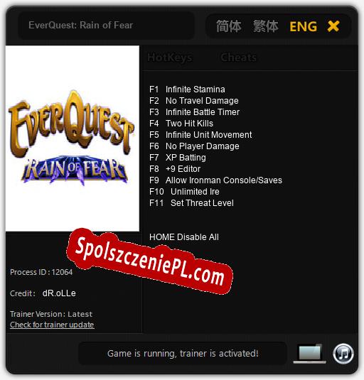 EverQuest: Rain of Fear: Trainer +11 [v1.2]