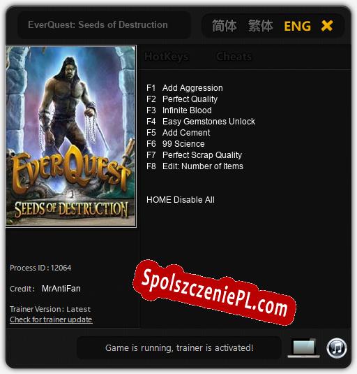 Treinador liberado para EverQuest: Seeds of Destruction [v1.0.4]