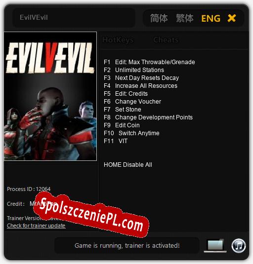 EvilVEvil: Cheats, Trainer +11 [MrAntiFan]