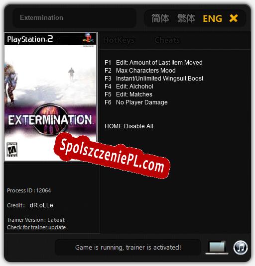 Extermination: Trainer +6 [v1.5]