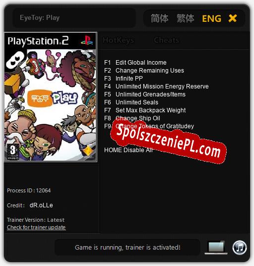 Treinador liberado para EyeToy: Play [v1.0.2]