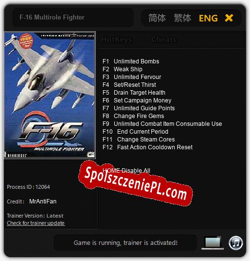 Treinador liberado para F-16 Multirole Fighter [v1.0.4]