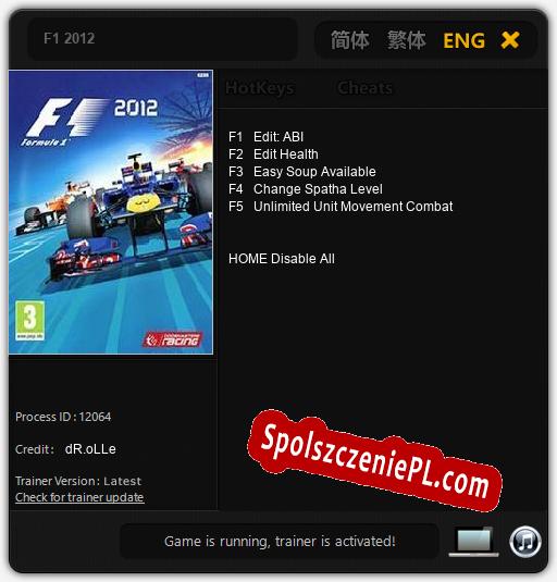 F1 2012: Cheats, Trainer +5 [dR.oLLe]