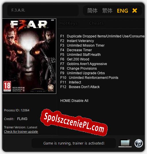 F.3.A.R.: Cheats, Trainer +12 [FLiNG]