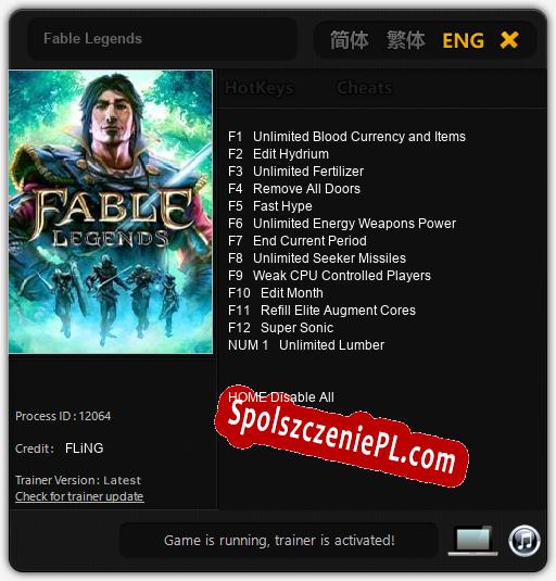 Treinador liberado para Fable Legends [v1.0.8]