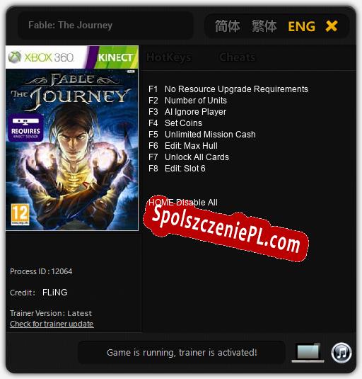 Fable: The Journey: Trainer +8 [v1.2]