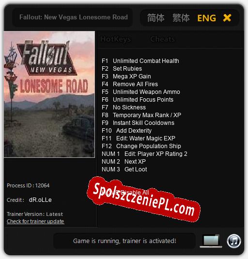 Fallout: New Vegas Lonesome Road: Trainer +15 [v1.5]