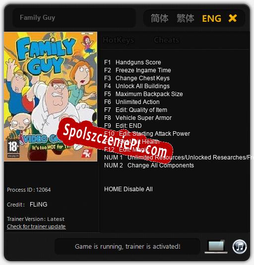 Treinador liberado para Family Guy [v1.0.2]