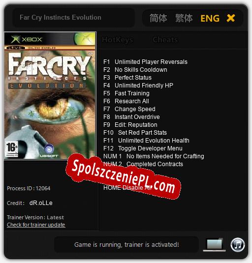 Treinador liberado para Far Cry Instincts Evolution [v1.0.1]