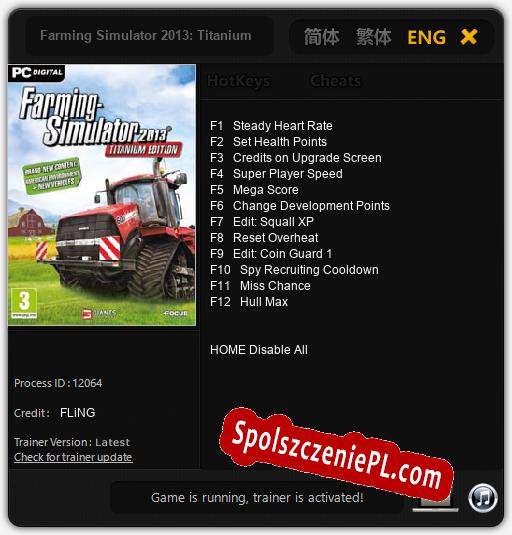 Treinador liberado para Farming Simulator 2013: Titanium Edition [v1.0.8]