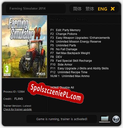 Farming Simulator 2014: Trainer +13 [v1.4]