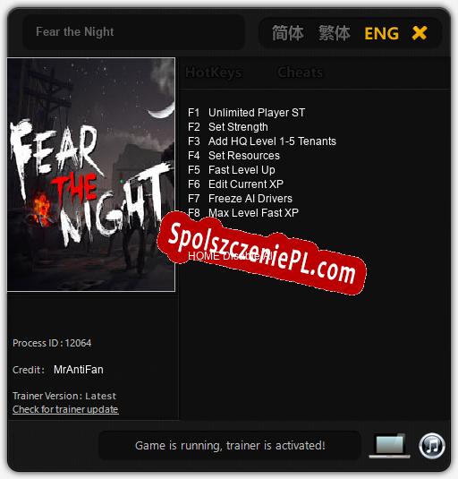 Fear the Night: Cheats, Trainer +8 [MrAntiFan]