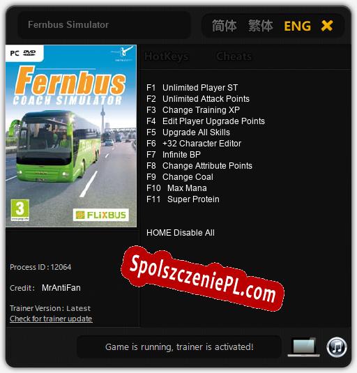 Fernbus Simulator: Trainer +11 [v1.9]