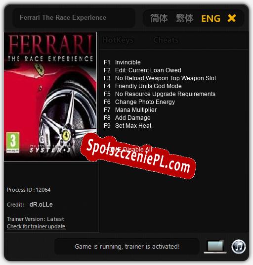 Ferrari The Race Experience: Cheats, Trainer +9 [dR.oLLe]