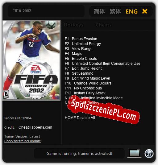 FIFA 2002: Cheats, Trainer +14 [CheatHappens.com]