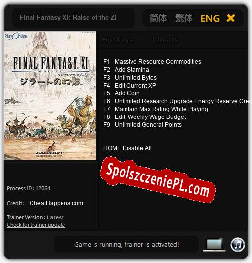 Final Fantasy XI: Raise of the Zilart: Cheats, Trainer +9 [CheatHappens.com]