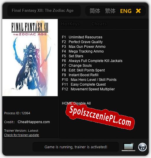 Final Fantasy XII: The Zodiac Age: Cheats, Trainer +12 [CheatHappens.com]