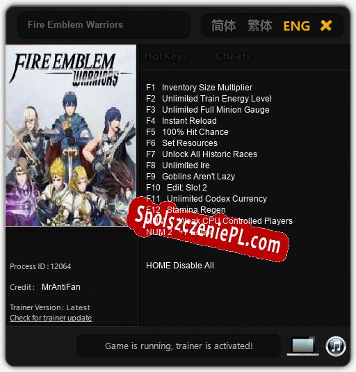 Treinador liberado para Fire Emblem Warriors [v1.0.9]