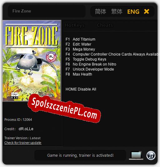 Fire Zone: Trainer +8 [v1.9]