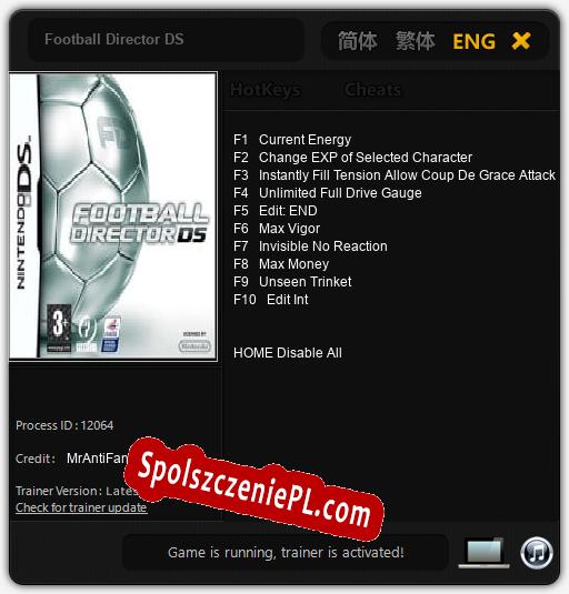 Football Director DS: Cheats, Trainer +10 [MrAntiFan]