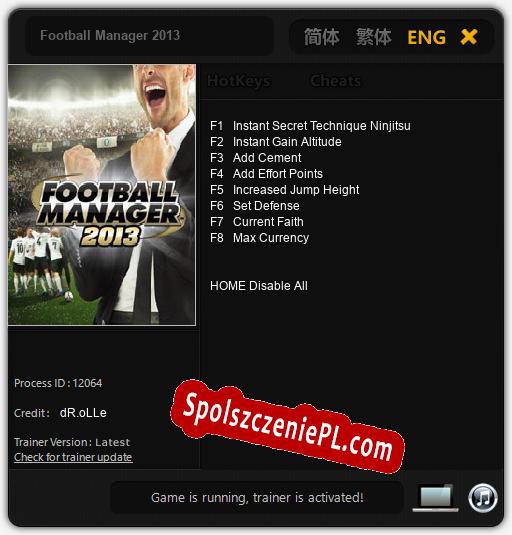 Football Manager 2013: Cheats, Trainer +8 [dR.oLLe]