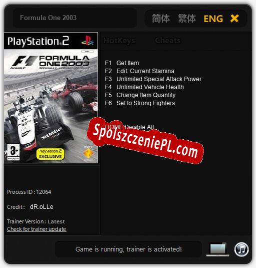 Formula One 2003: Cheats, Trainer +6 [dR.oLLe]