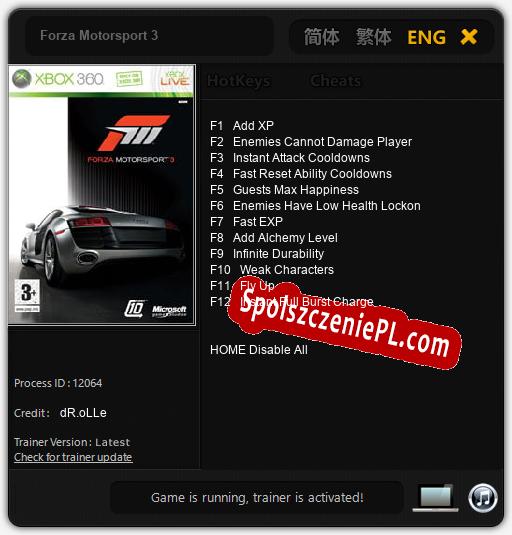 Forza Motorsport 3: Treinador (V1.0.68)