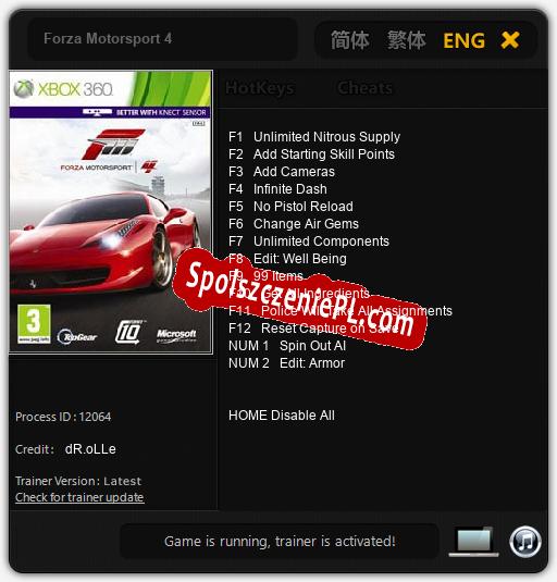 Treinador liberado para Forza Motorsport 4 [v1.0.8]