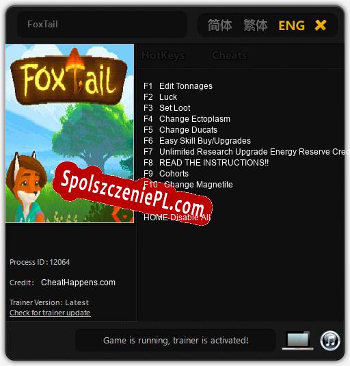 Treinador liberado para FoxTail [v1.0.6]