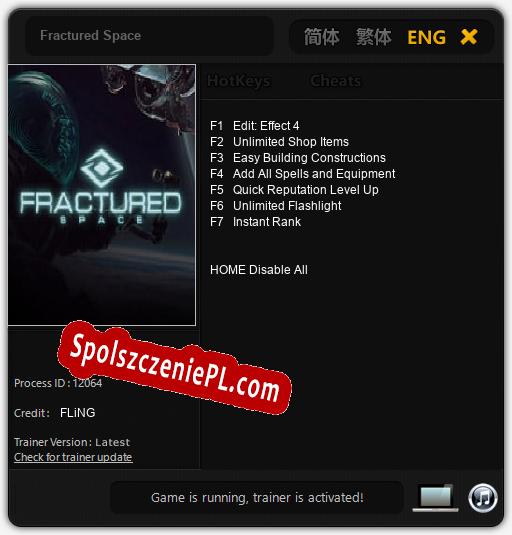 Treinador liberado para Fractured Space [v1.0.8]