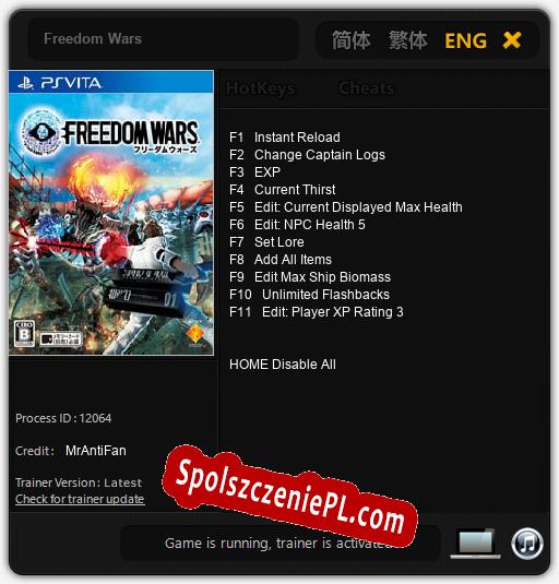 Freedom Wars: Cheats, Trainer +11 [MrAntiFan]