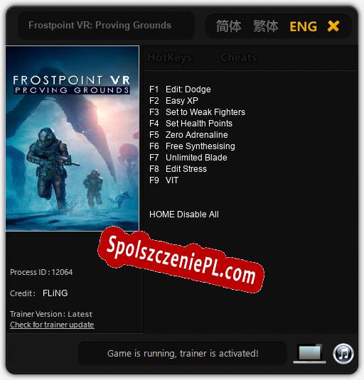 Treinador liberado para Frostpoint VR: Proving Grounds [v1.0.8]