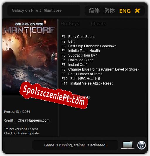 Galaxy on Fire 3: Manticore: Cheats, Trainer +11 [CheatHappens.com]