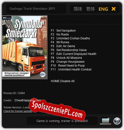 Treinador liberado para Garbage Truck Simulator 2011 [v1.0.4]