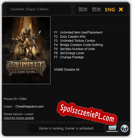 Gauntlet: Slayer Edition: Treinador (V1.0.34)